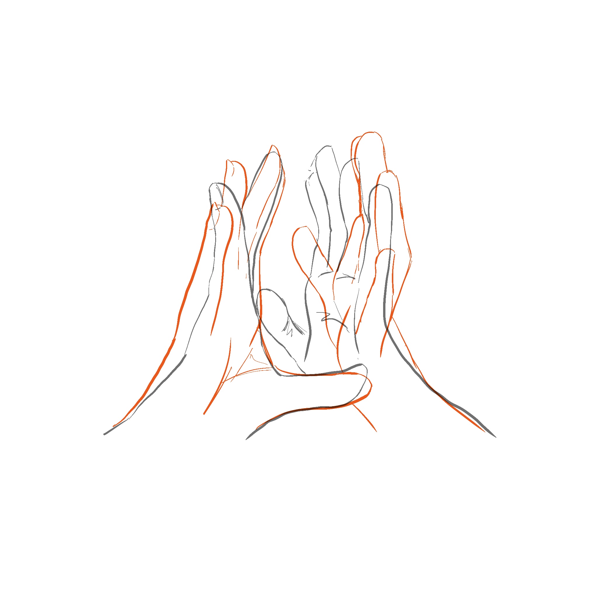 Figure 1.1. Dessin de mains en mouvement&nbsp;; extrait de la cueillette de gestes. Autrice&nbsp;: Assia Musitelli Chabane, 2023