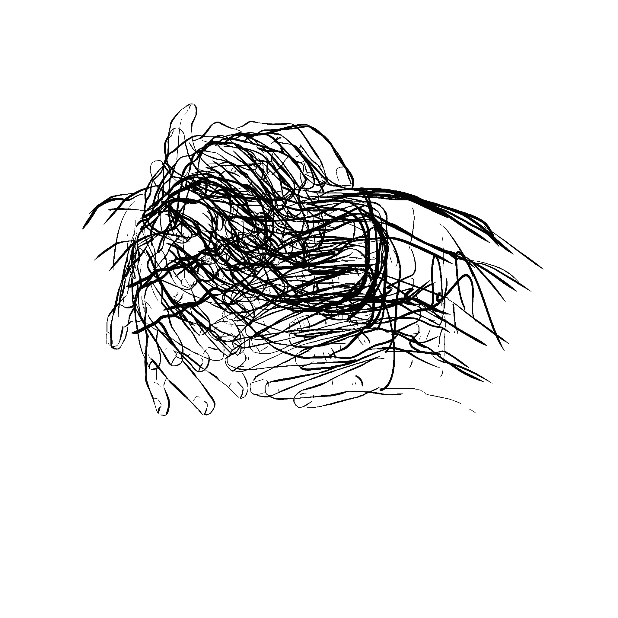 Figure 2.1. Dessin de mains superposées et en mouvement, extrait de la cueillette de gestes. Autrice&nbsp;: Assia Musitelli Chabane, 2023