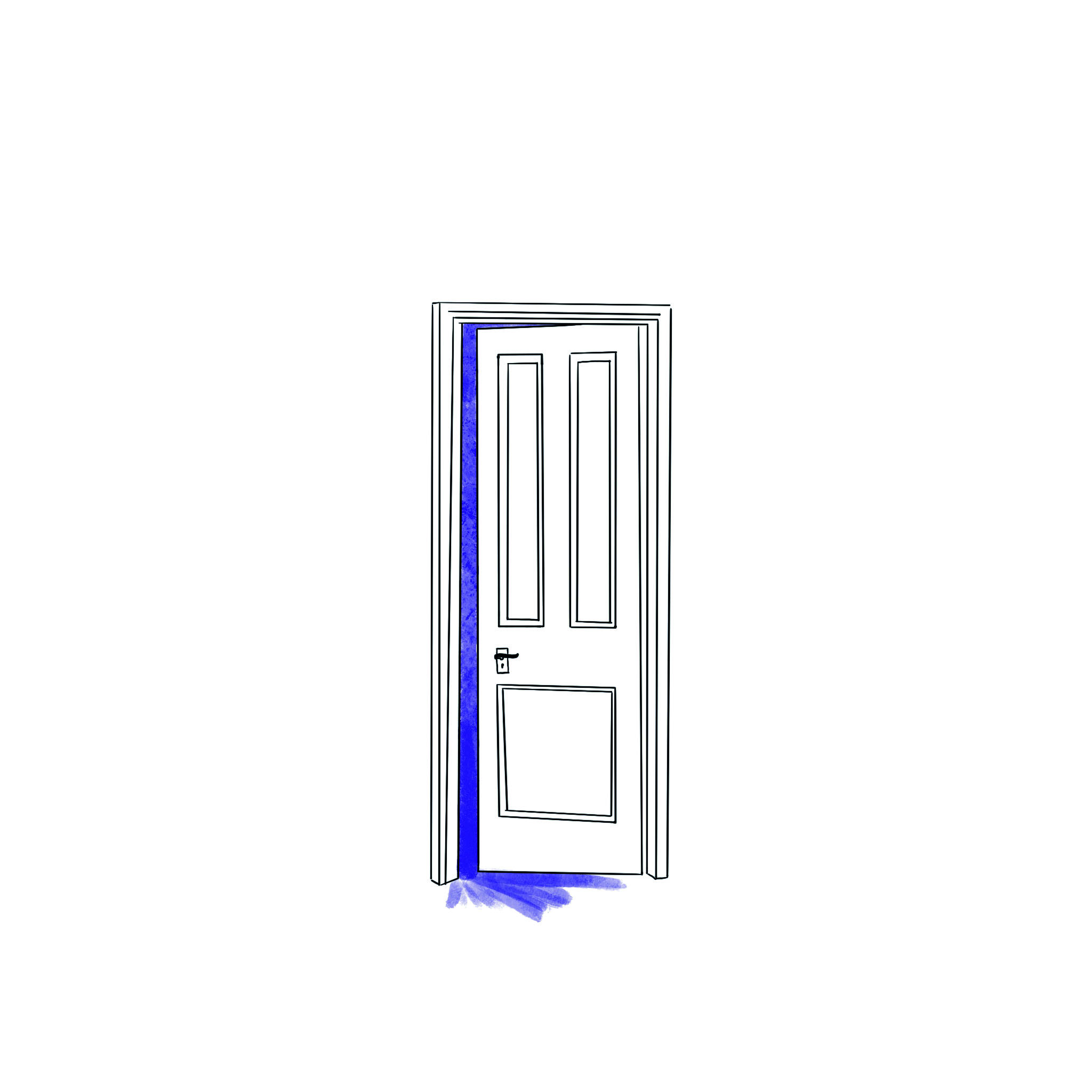 Figure 4.3. Dessin d’une porte entrouverte. Autrice&nbsp;: Assia Musitelli Chabane, 2024
