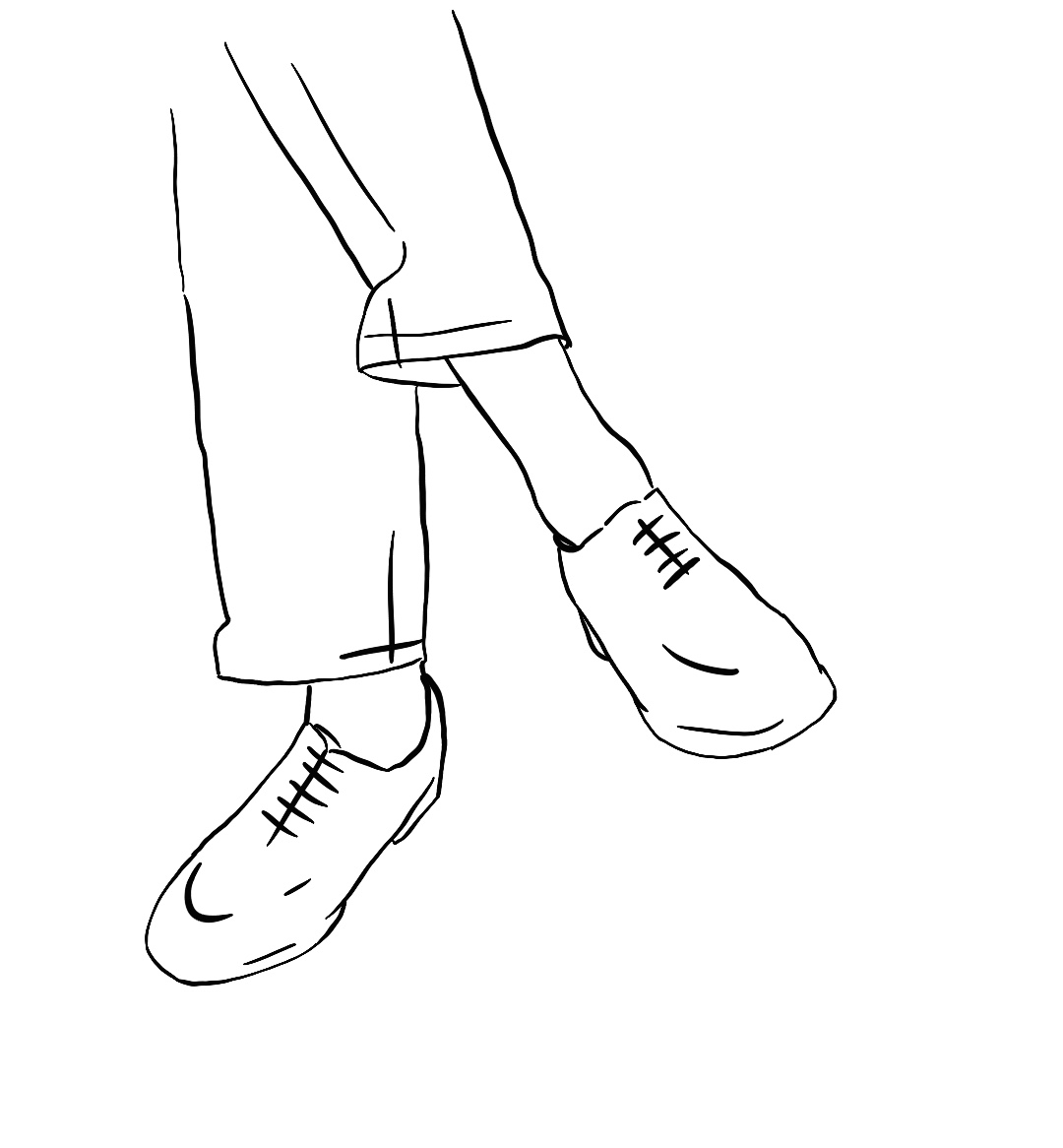 Figure 7.1. Dessin de jambes croisées&nbsp;; extrait de la cueillette de gestes. Autrice&nbsp;: Assia Musitelli Chabane, 2023