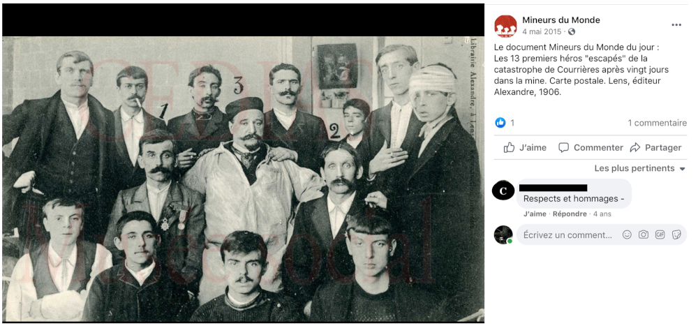 Figure 2. Photographie d’archives du groupe Facebook «&nbsp;Mineurs du Monde&nbsp;» datant du 4 mai 2015