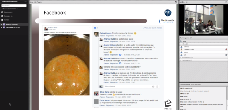 Figure 12: Screen of a remote participant via Adobe Connect
