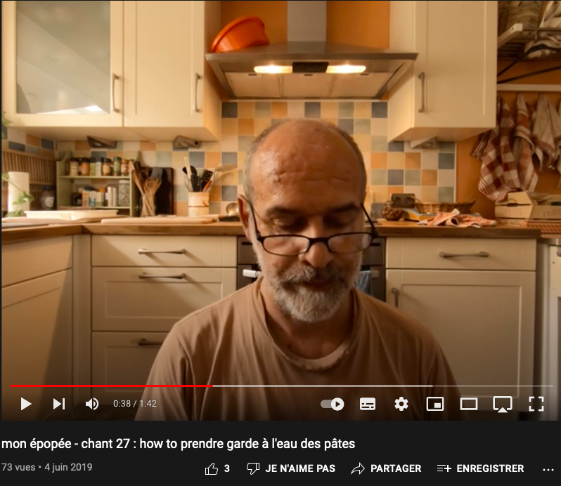 Vincent Tholomé, «&nbsp;mon épopée - chant 27&nbsp;: how to prendre garde à l’eau des pâtes&nbsp;», 4 juin 2019