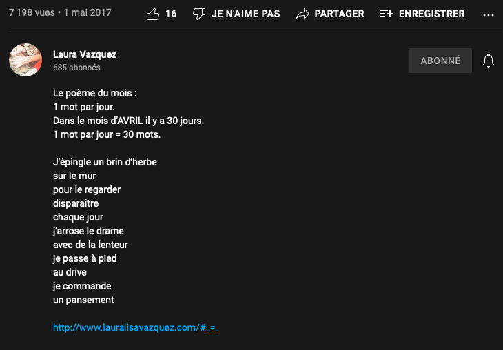 Laura Vazquez, «&nbsp;L.L.L #42 Avril 2017&nbsp;», 1er mai 2017