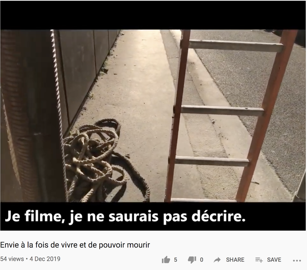 Milène Tournier, filmer au lieu de décrire, «&nbsp;Envie à la fois de vivre et de pouvour mourir&nbsp;», 4 décembre 2019