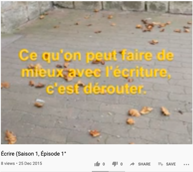 Jean-Pierre Balpe, dérouler l’écriture, «&nbsp;Écrire (Saison 1, Épisode 1°&nbsp;», 25 décembre 2015