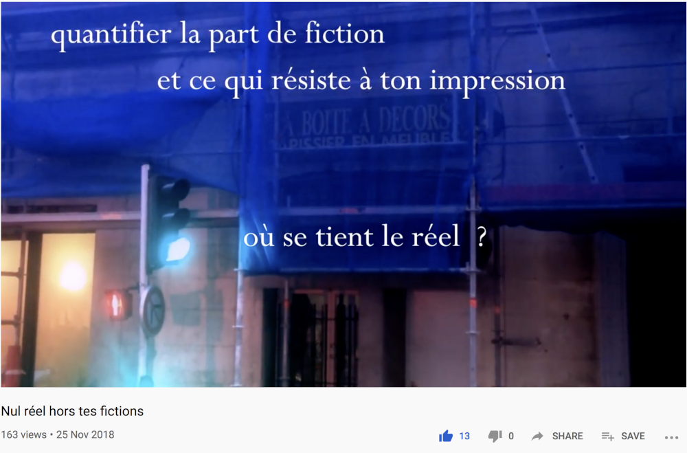 Stéphane Urani, «&nbsp;où se tient le réel&nbsp;?&nbsp;», «&nbsp;Nul réel hors tes fictions&nbsp;», 25 novembre 2018